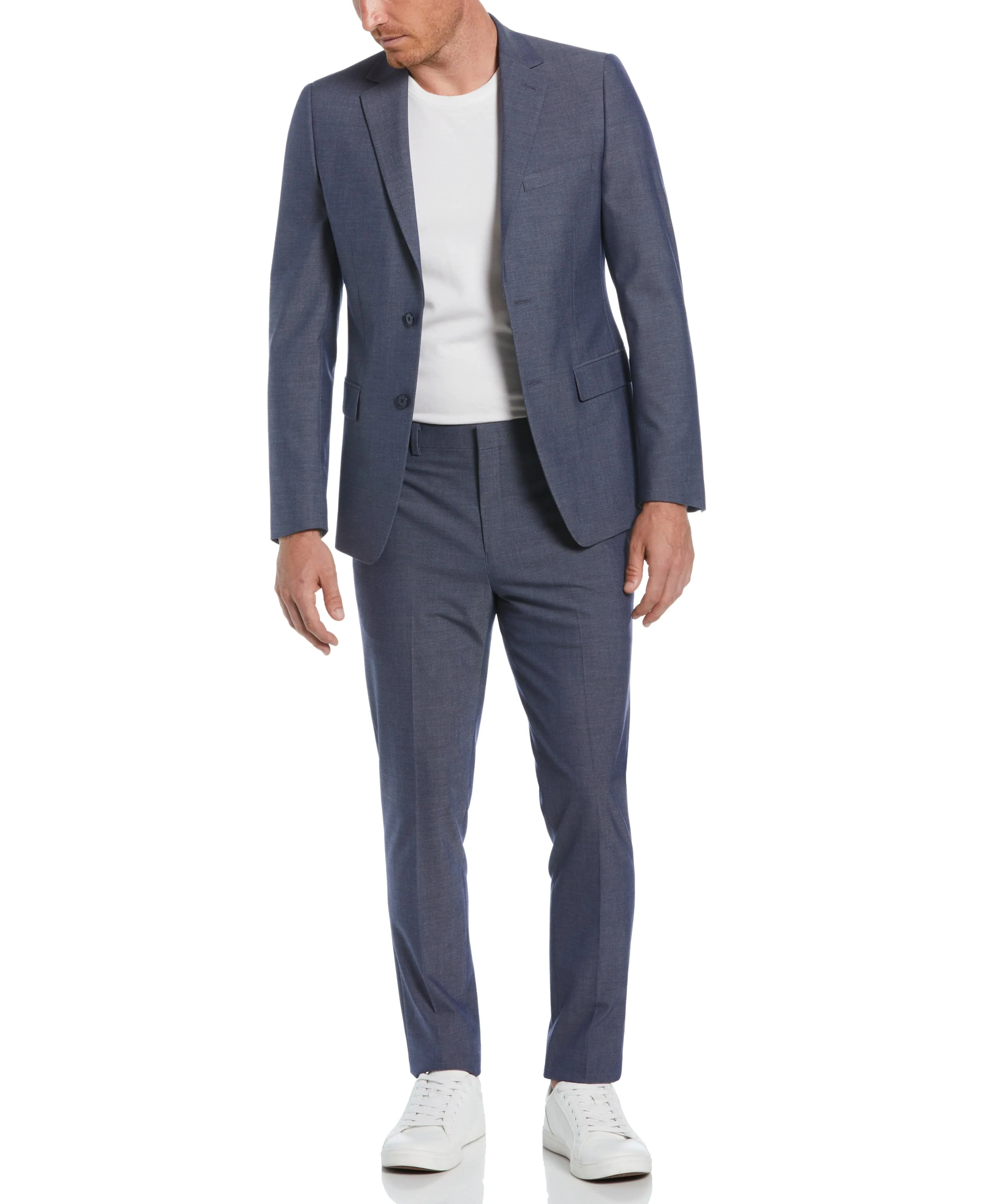 Slim Fit Blue Notch Lapel Iridescent Suit