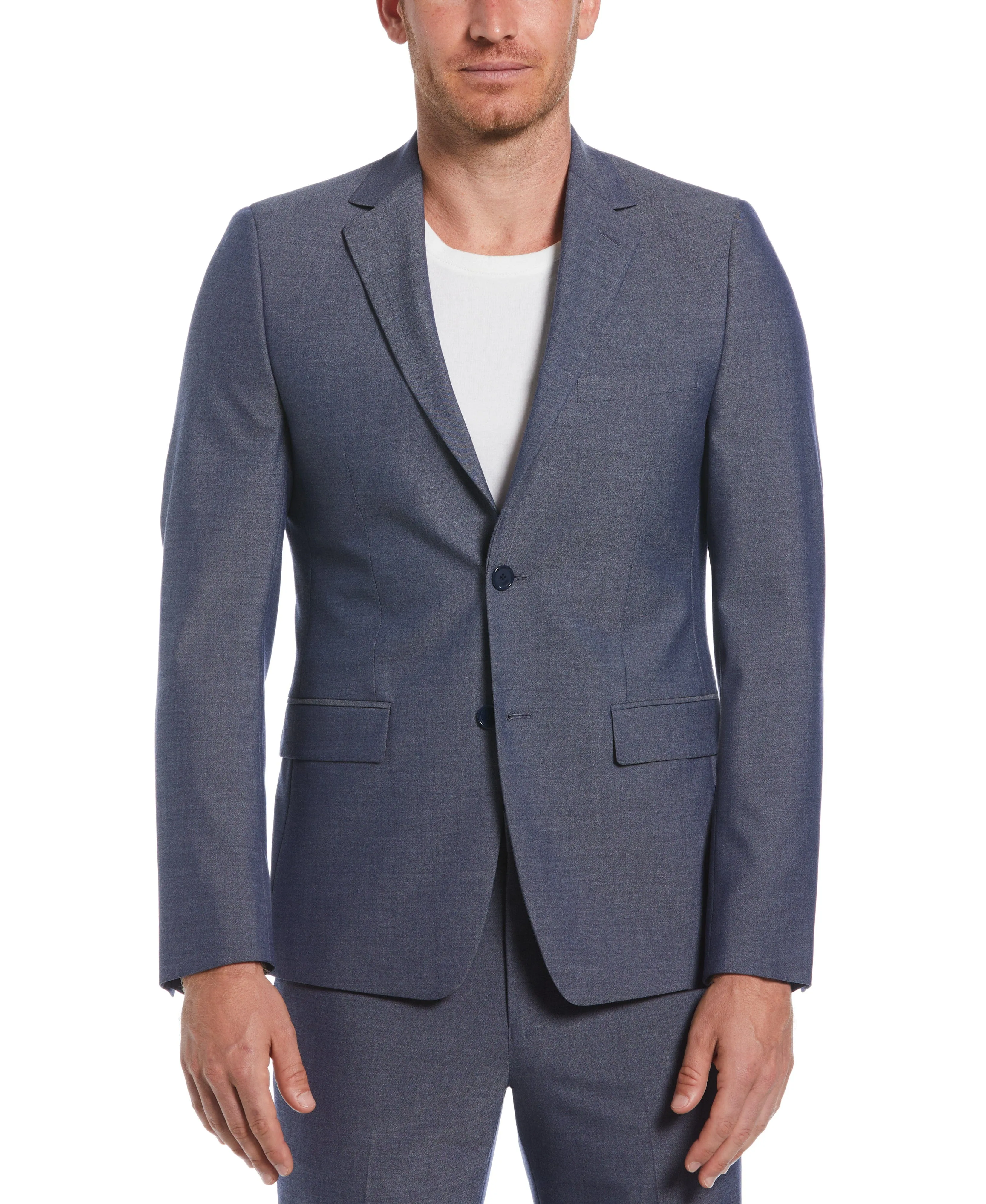 Slim Fit Blue Notch Lapel Iridescent Suit