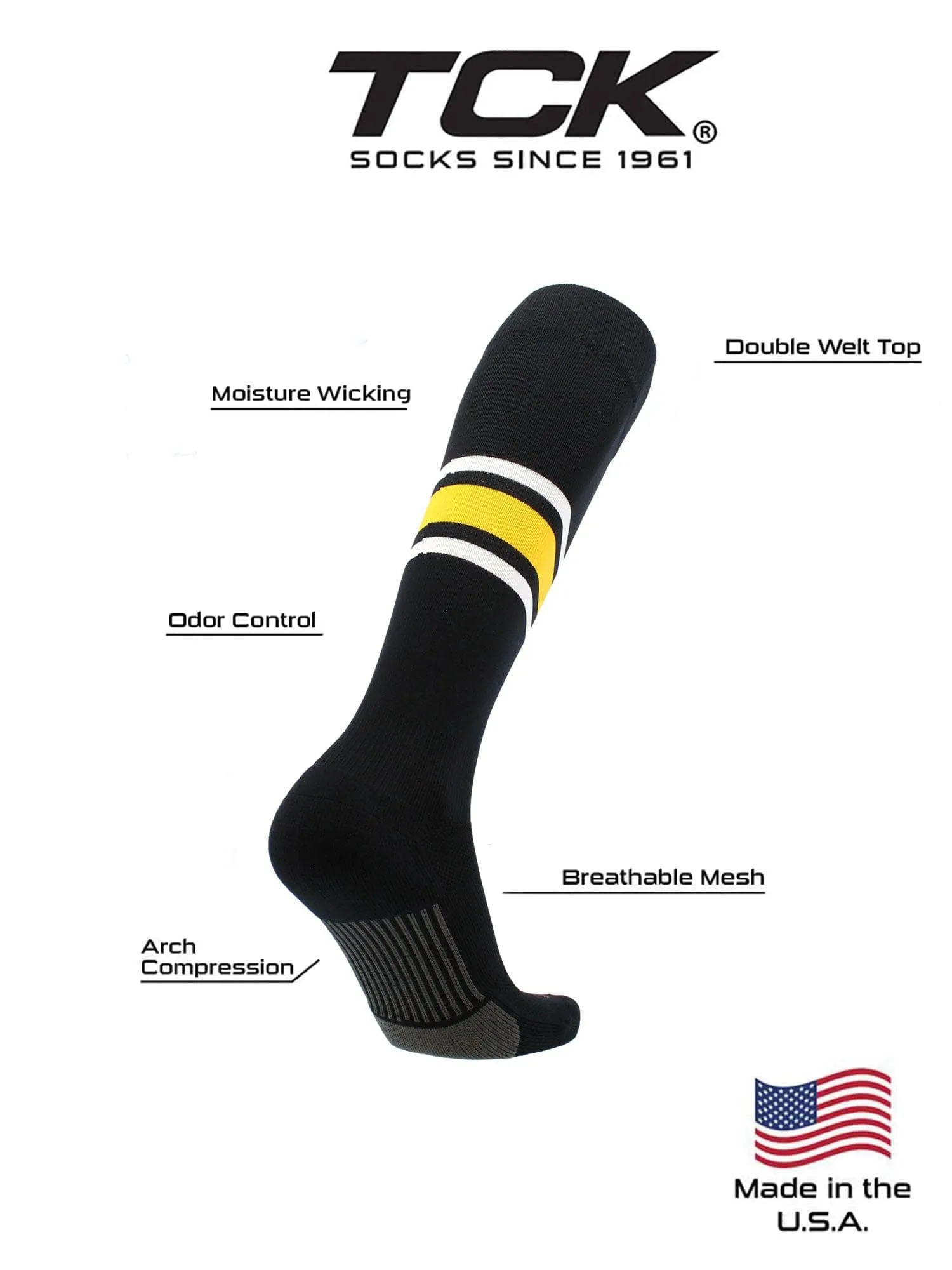 Striped Baseball Socks Over the Calf Dugout Pattern E