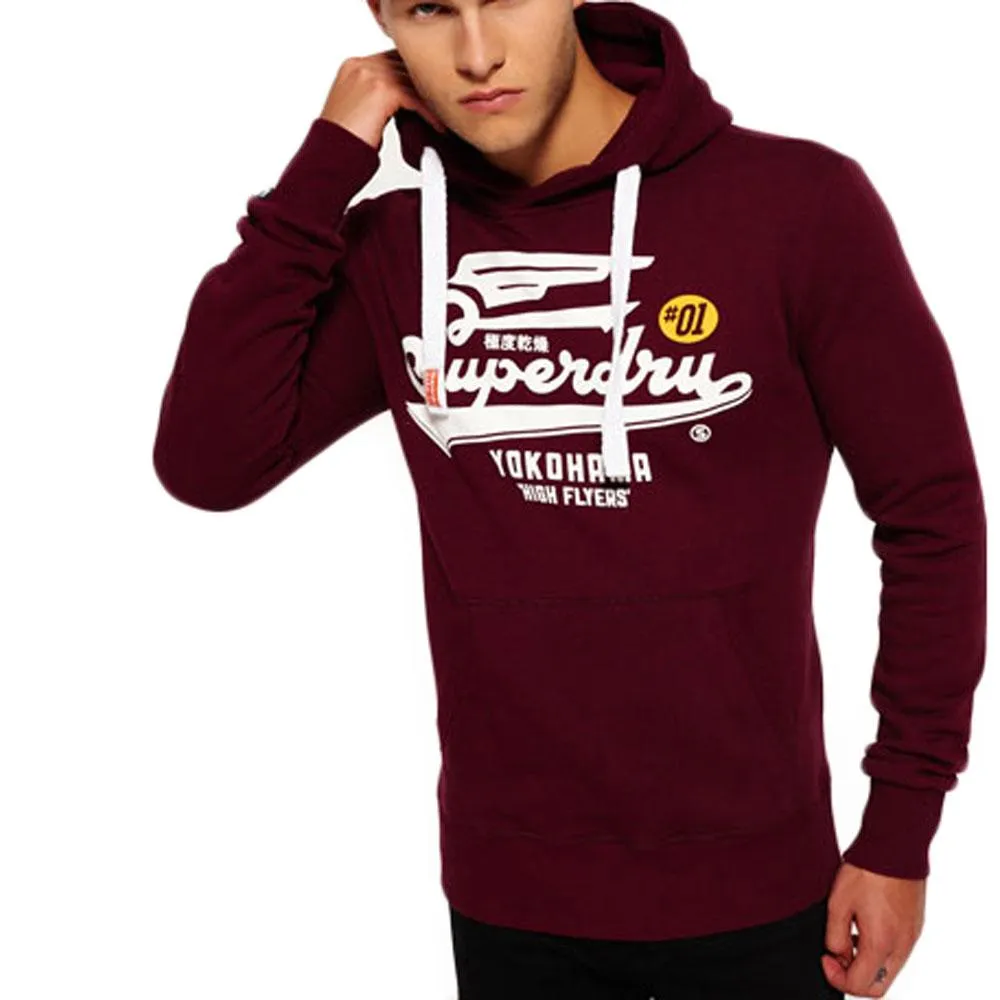 Superdry Mens High Flyer Reworked Hoodie - Rich Burgundy