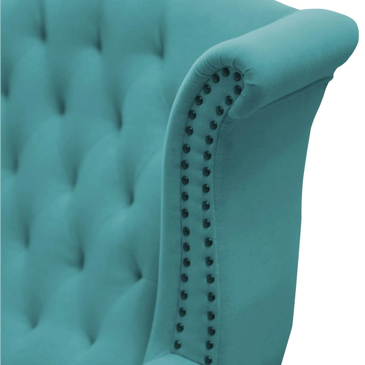 Wayside Chesterfield Wing Chair in Blue Color